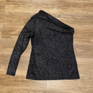 Allen B by Allen Schwartz Black Shimmery One Sleeve Fitted Blouse